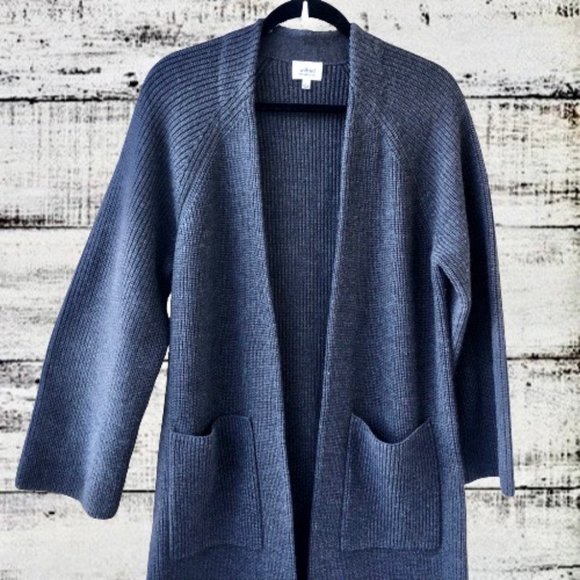 Aritzia Wilfred Gray Wool Knit Cardigan Sweater Side Vents Designer Coat - Picture 4 of 13